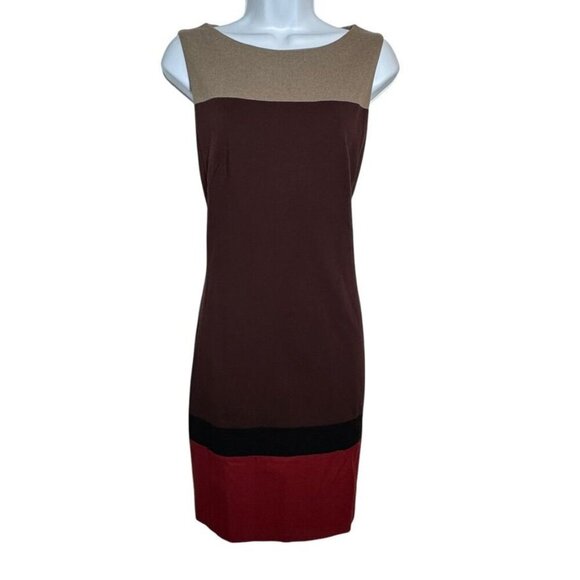 AKRIS size 6 color block sheath sleeveless Dress - Picture 1 of 11